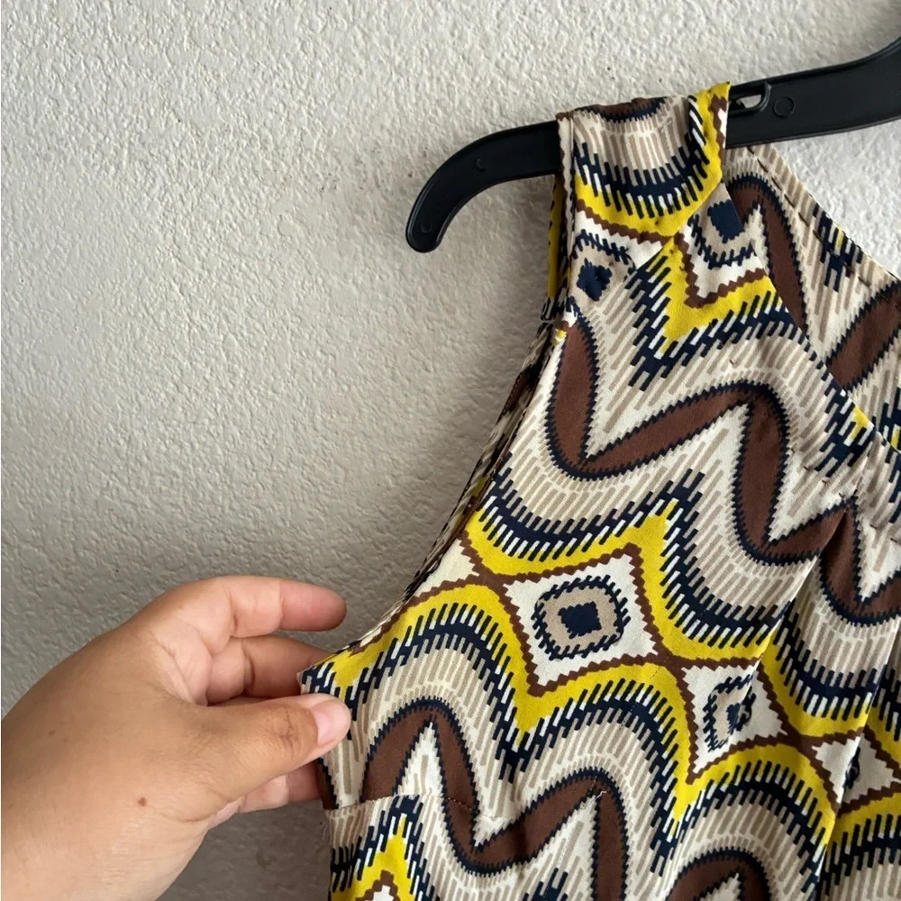 Tory Burch Yellow Brown Zigzag Print Sleeveless Camisole 8